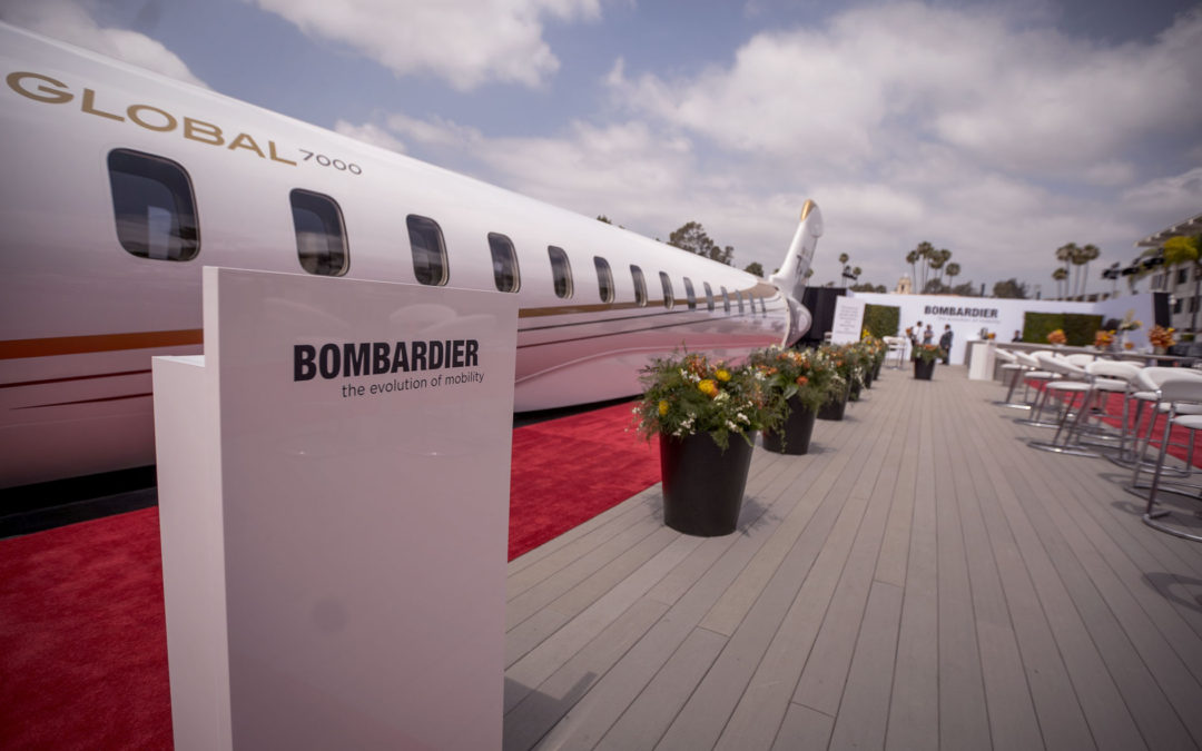 Bombardier debuts Global 7000 mock-up at Jetex private terminal in Dubai.