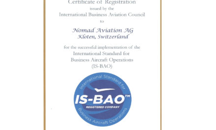 Nomad Aviation receives the IS-BAO registration certificate