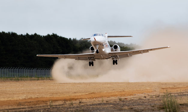 First landing on an unpaved runway for the PC-24