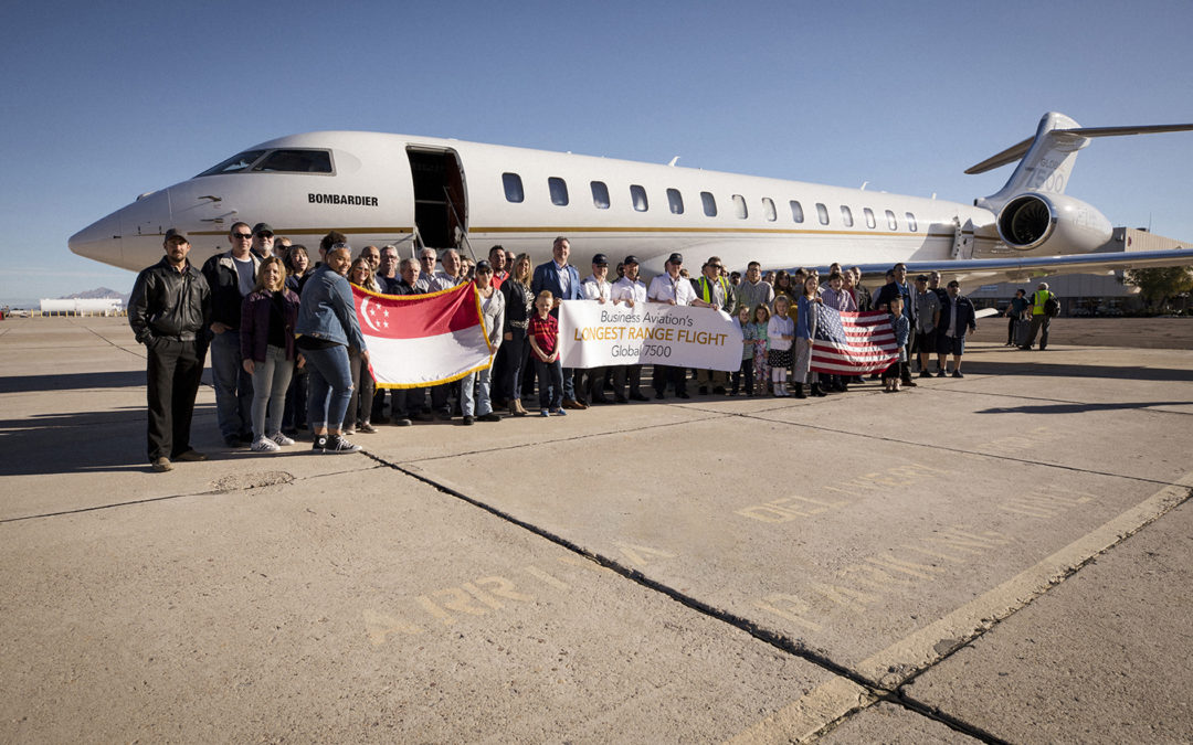 Bombardier Global 7500 aircraft completes the world’s longest range business Jet flight in history