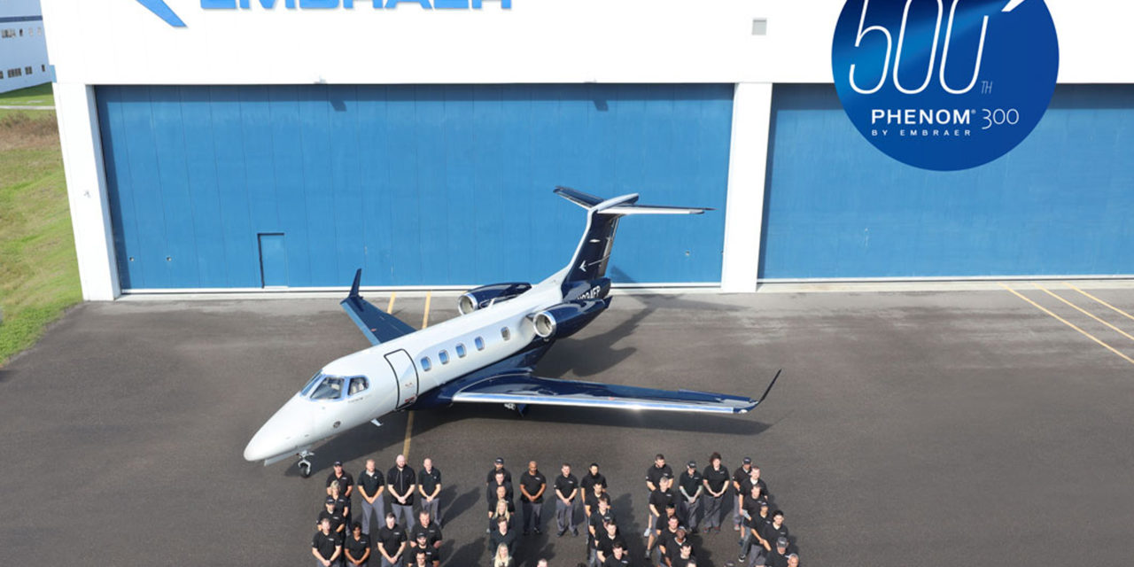 Embraer delivers the 500th Phenom 300 series aircraft, the most successful business jet of the decade