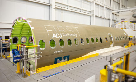 Airbus welcomes first ACJ TwoTwenty section in Mirabel / Canada