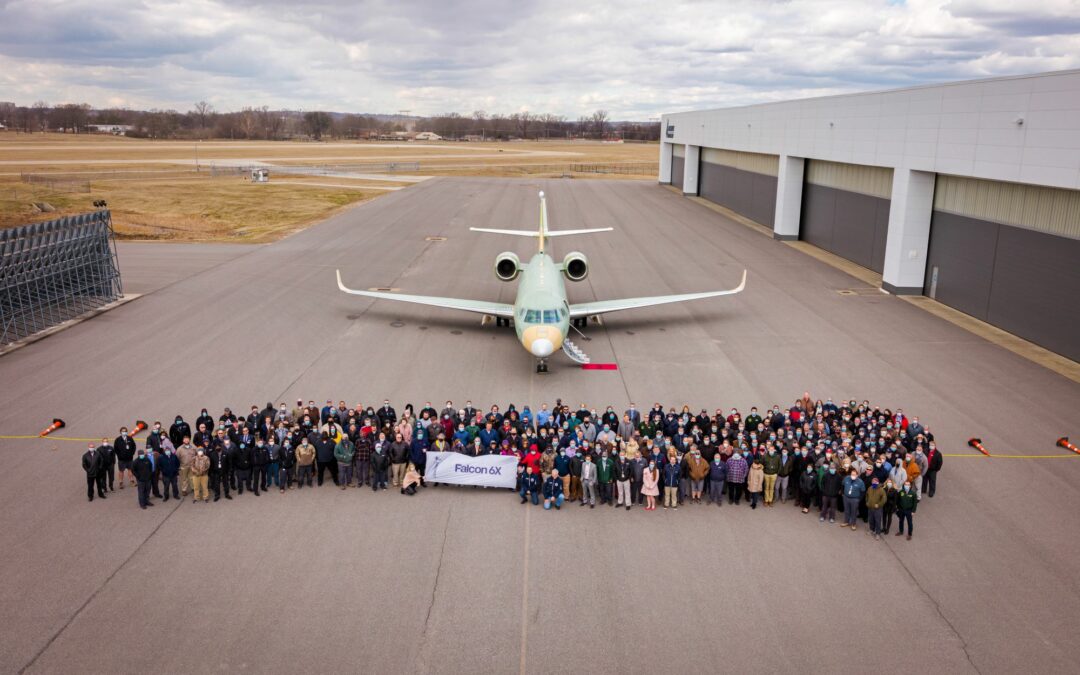 First Falcon 6X Arrives at Dassault’s Little Rock Completion Center